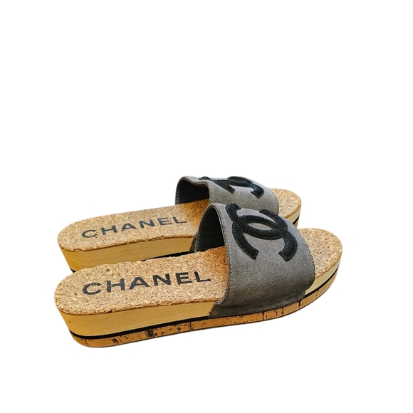 Chanel Suede and Cork Slides - Picture 5 of 8